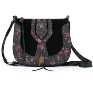 The Sak Black Floral Playa Saddle Crossbody Bag